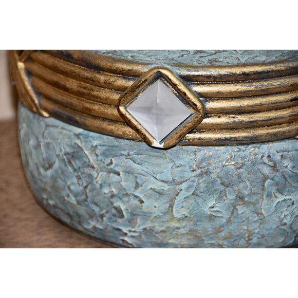 Jaru Designer Art Deco Green and Gold Cast Ceramic Trinket Candy Box - Picture 5 of 10